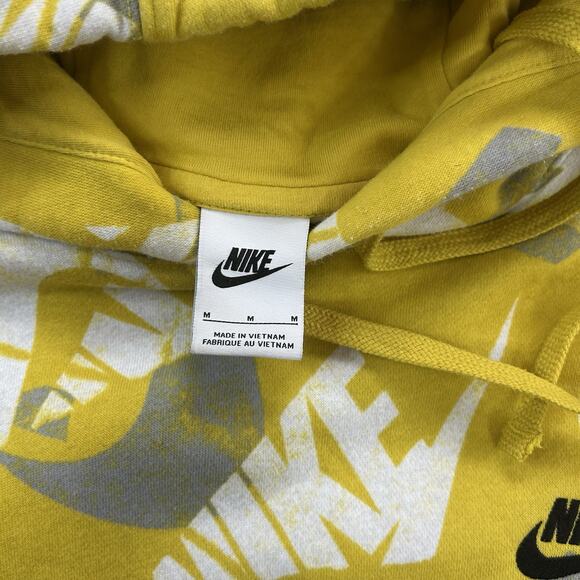 Nike Sportswear All Over Print Pullover Hoodie Sweatshirt Yellow Mens Medium - Picture 4 of 8